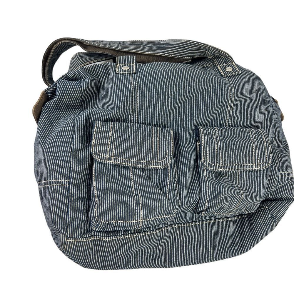 31 purses over size blue/white pin stripe (train engineer) shoulder bag purse